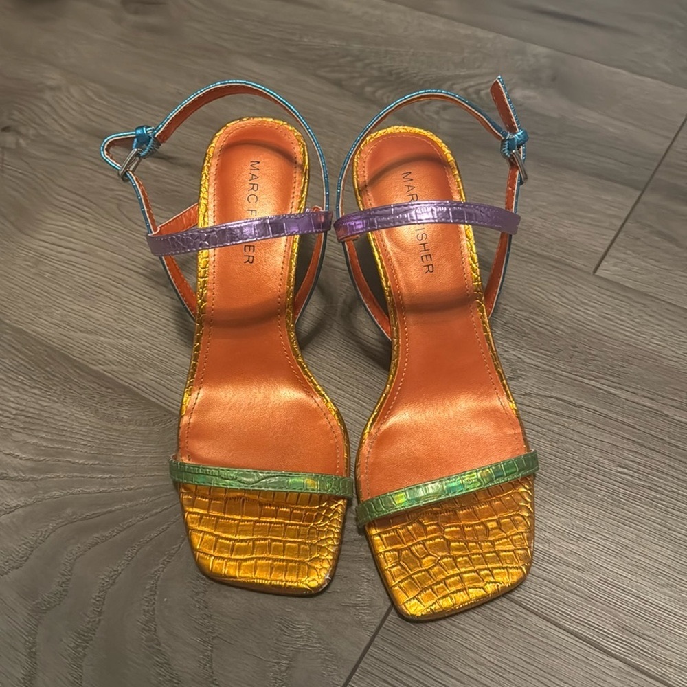 Marc Fisher multicolor heels - orange base and other colors purple, green, blue